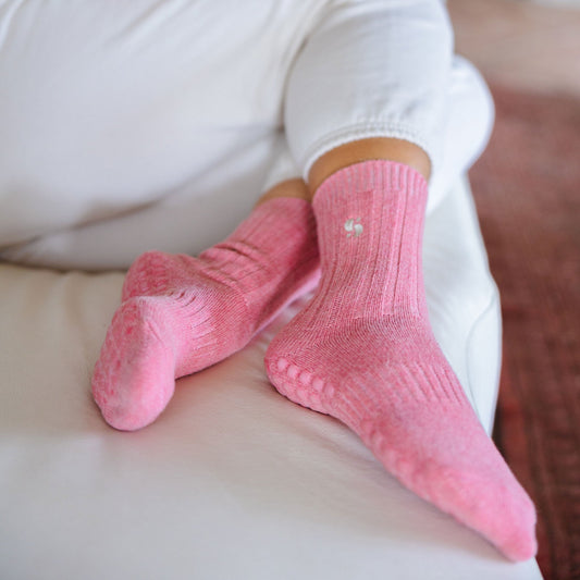 Calcetines Serene - Calcetines antideslizantes de lana merino para adultos - Coral - 1 par