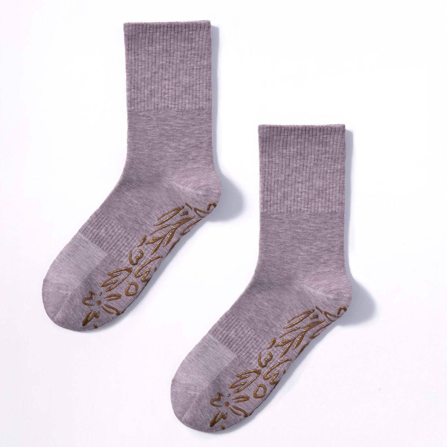Calcetines Serene - Calcetines antideslizantes de algodón orgánico para adultos - 4 estaciones - Lavanda - 2 pares