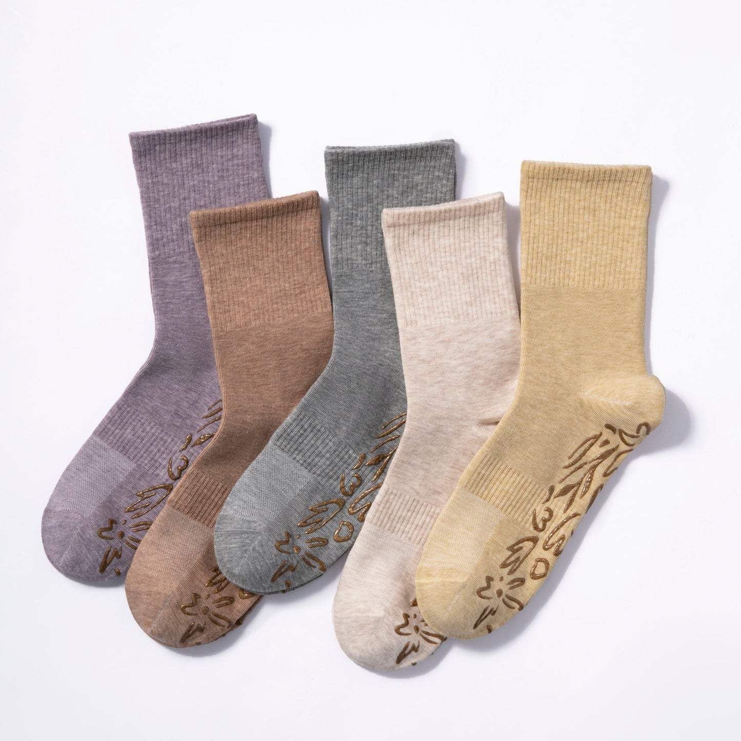 Calcetines Serene - Calcetines antideslizantes de algodón orgánico para adultos - 4 estaciones - Lavanda - 2 pares