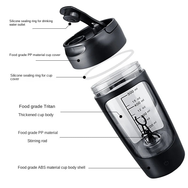 Vaso Mezclador Eléctrico Portátil para Proteínas de Suero