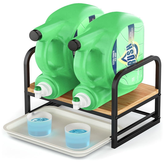 PAPAGIFTREE Soporte para detergente de ropa, organizador de detergente líquido para ropa, almacenamiento de detergente para ropa con bandeja de goteo, soporte de detergente líquido con bandeja de goteo para organización de cuarto de lavado