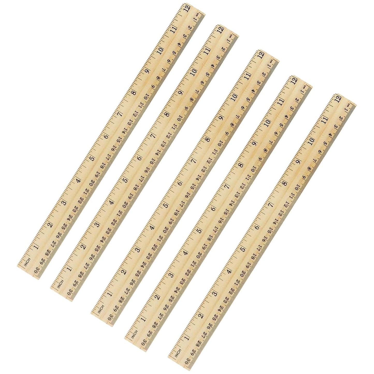 Règles d'école en bois, règles pour étudiants, règles de bureau, règles de mesure, règle en bois de 30 cm – Lot de 5
