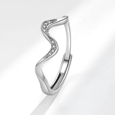 Anillo de plata Ola de agua en diseño de moda