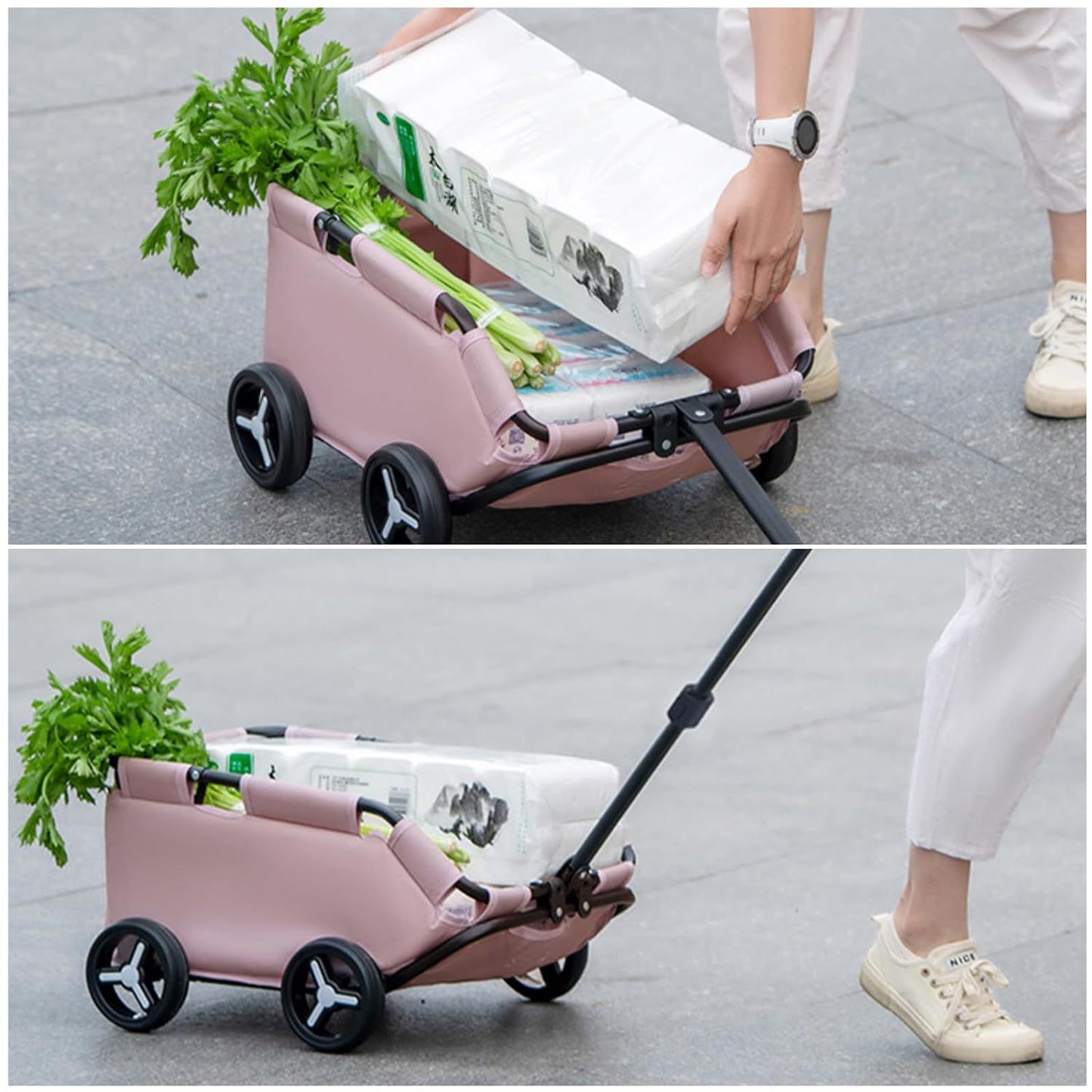 Cochecito para mascotas Perro Gato Carrito de transporte para mascotas pequeñas Plegable Portátil con almacenamiento