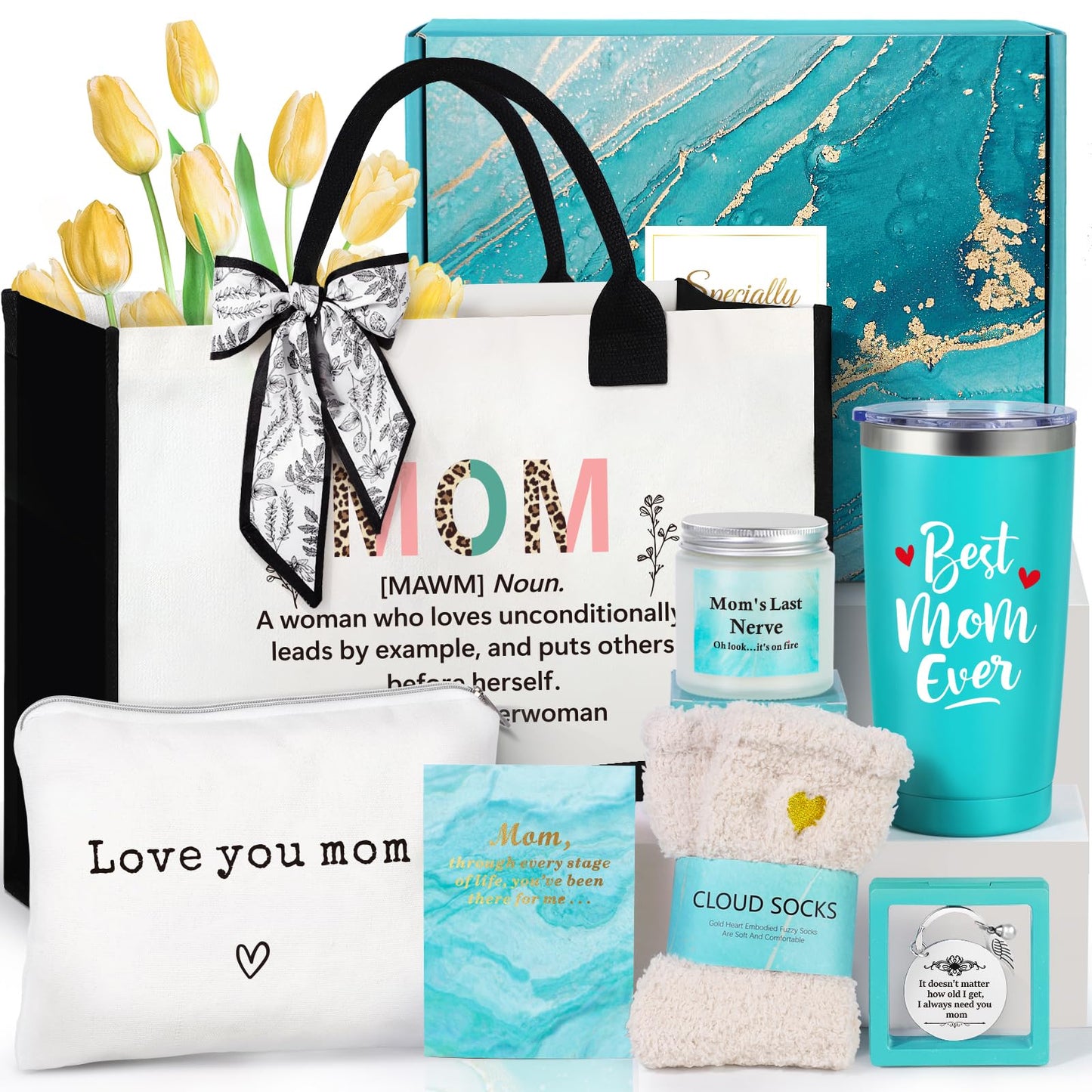 Suhctuptx Regalos para mamá de hija hijo, el mejor regalo para mamá, para Navidad, Día de la Madre, Día de San Valentín, divertidos regalos de cumpleaños para mamá y suegra con bolsa de mano