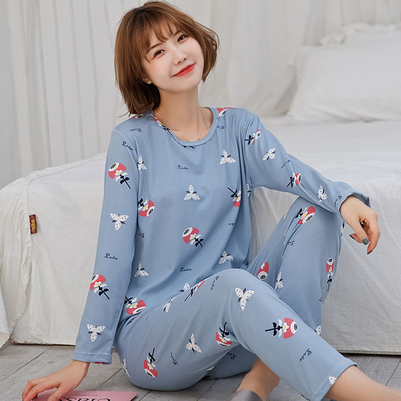 Pyjama à manches longues pour femme, motif mignon