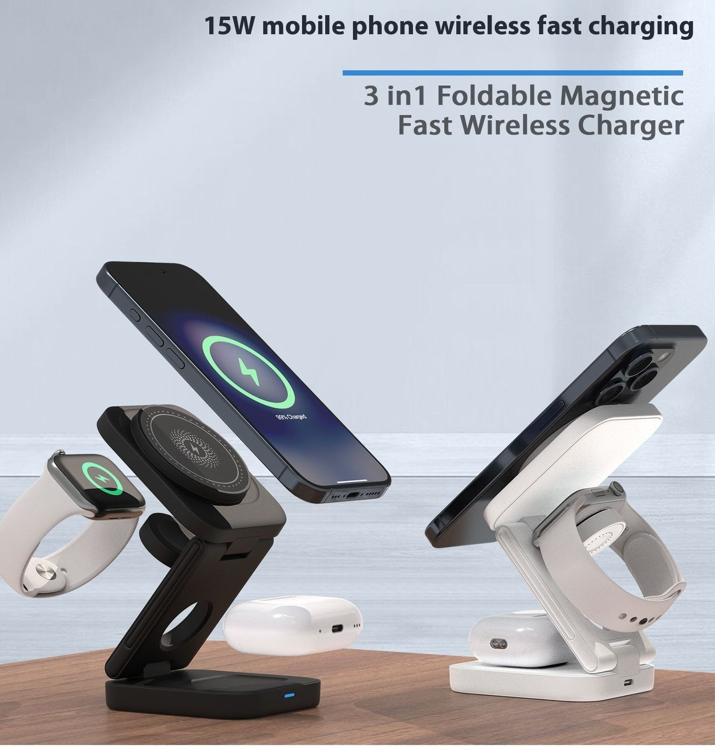 CHARGEUR SANS FIL PLIABLE 3 EN 1