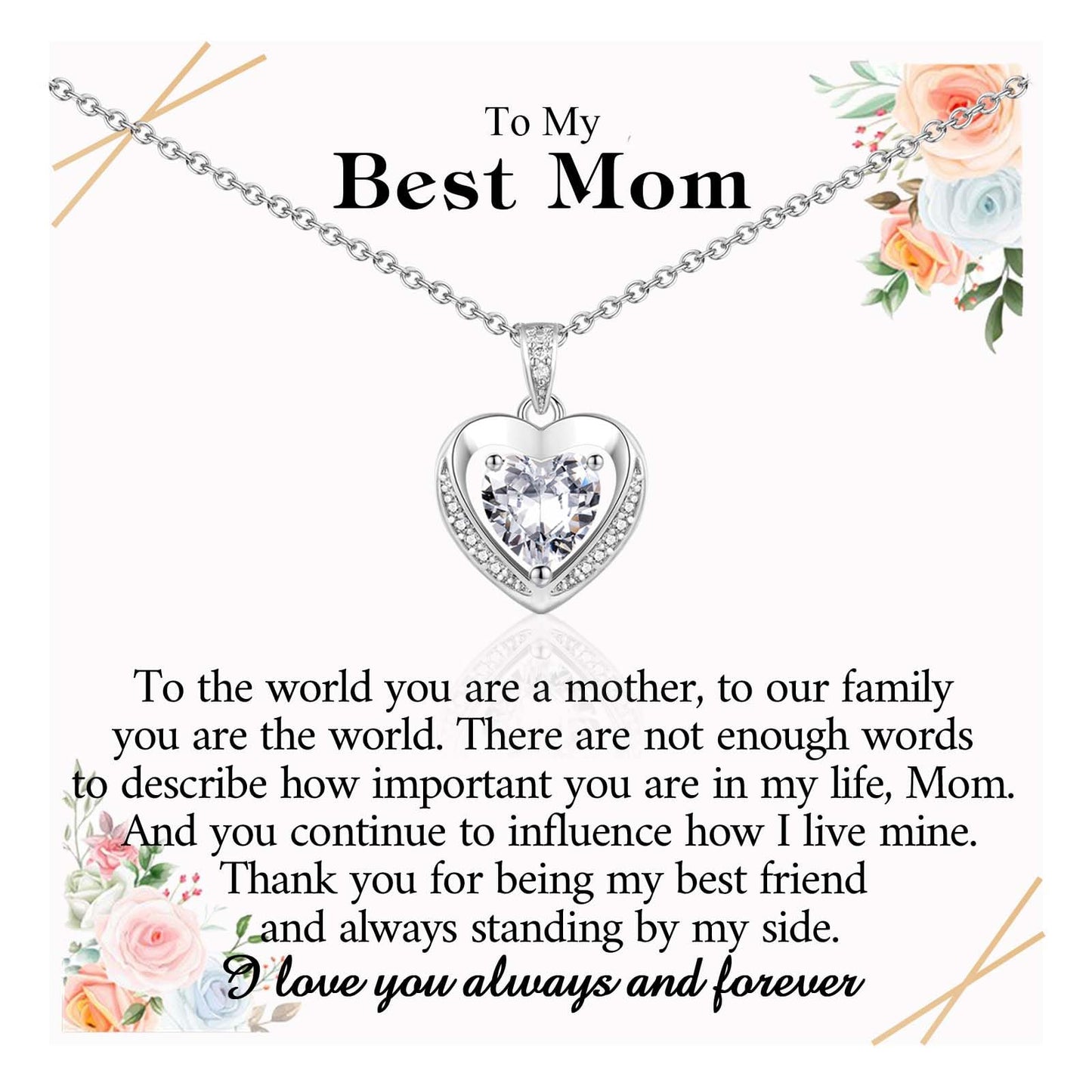 Regalos de collar ACOGVN para mamá, Navidad, cumpleaños, día de San Valentín, día de la madre, regalos de relleno de calcetines para mamá, mujeres, collar de corazones de moda, regalos de joyería para mamá de hija, hijo