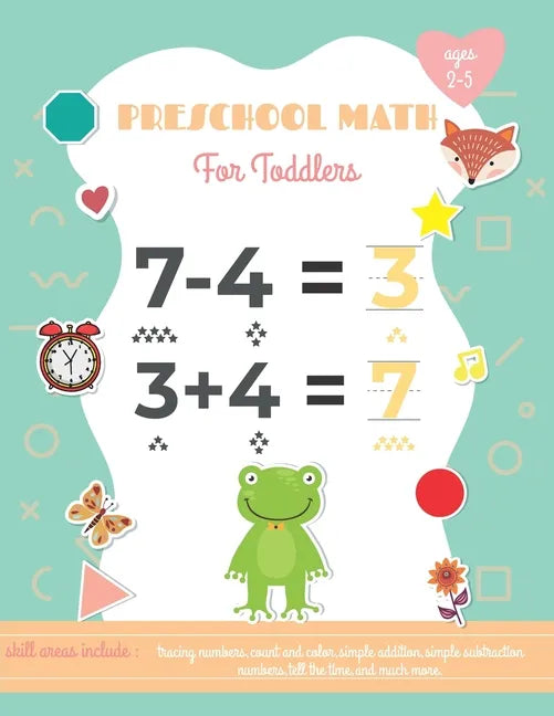 Matemáticas preescolares para niños de 2 a 5 años: Libro de aprendizaje preescolar con trazo de números y actividades de emparejamiento - Tapa blanda