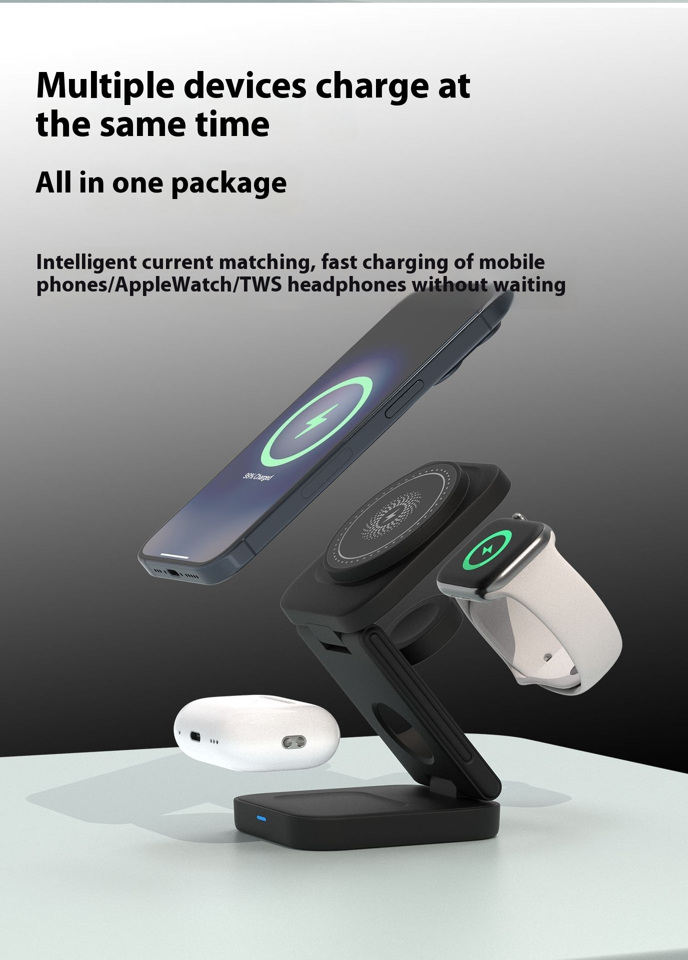 CHARGEUR SANS FIL PLIABLE 3 EN 1