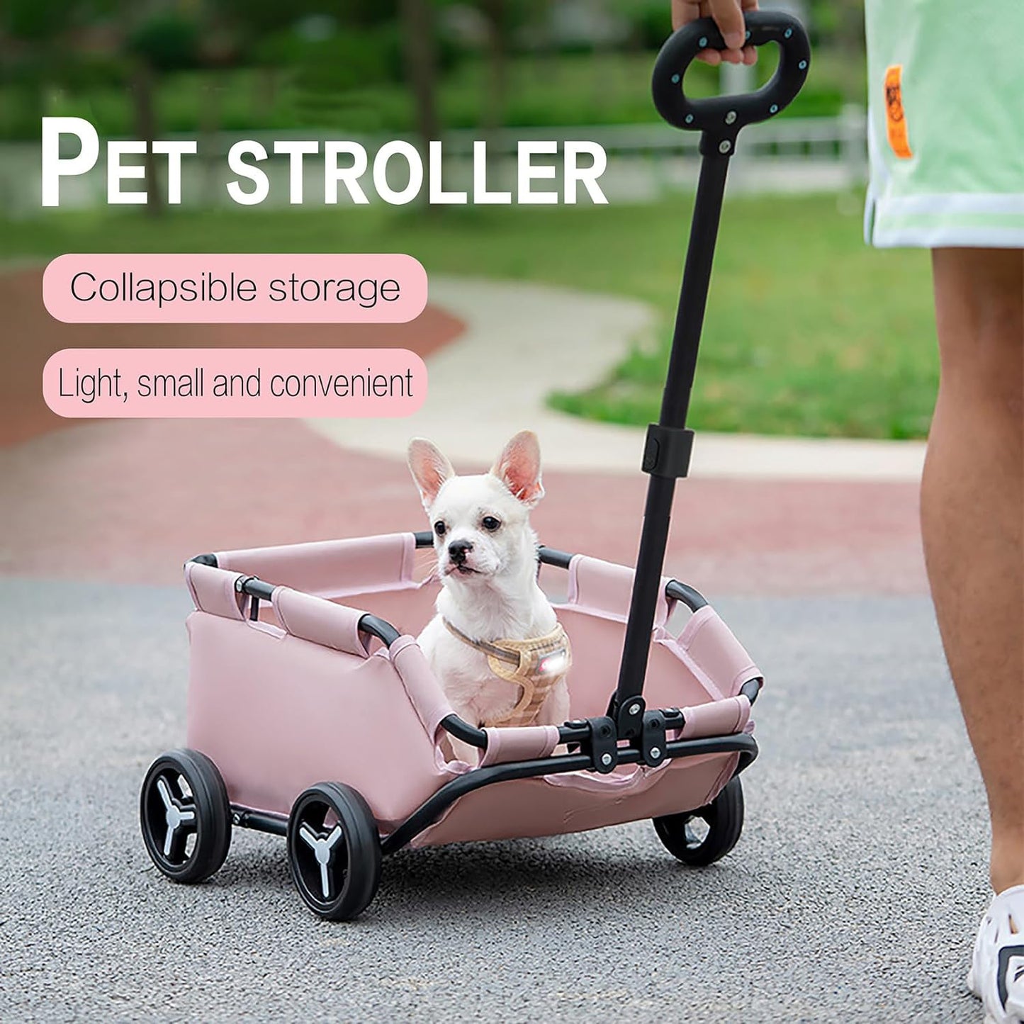 Cochecito para mascotas Perro Gato Carrito de transporte para mascotas pequeñas Plegable Portátil con almacenamiento