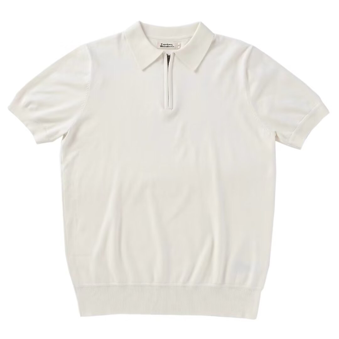 Chemise tricotée unie à manches courtes pour homme, coupe slim d'été