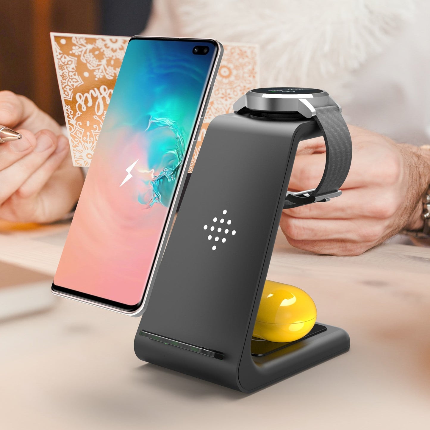 Support de charge rapide sans fil 3-en-1 Station de charge rapide sans fil pour téléphone