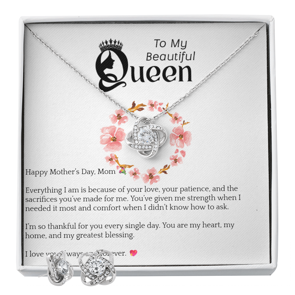 Conjunto de regalo para el Día de la Madre – Collar y pendientes de oro blanco de 14 quilates