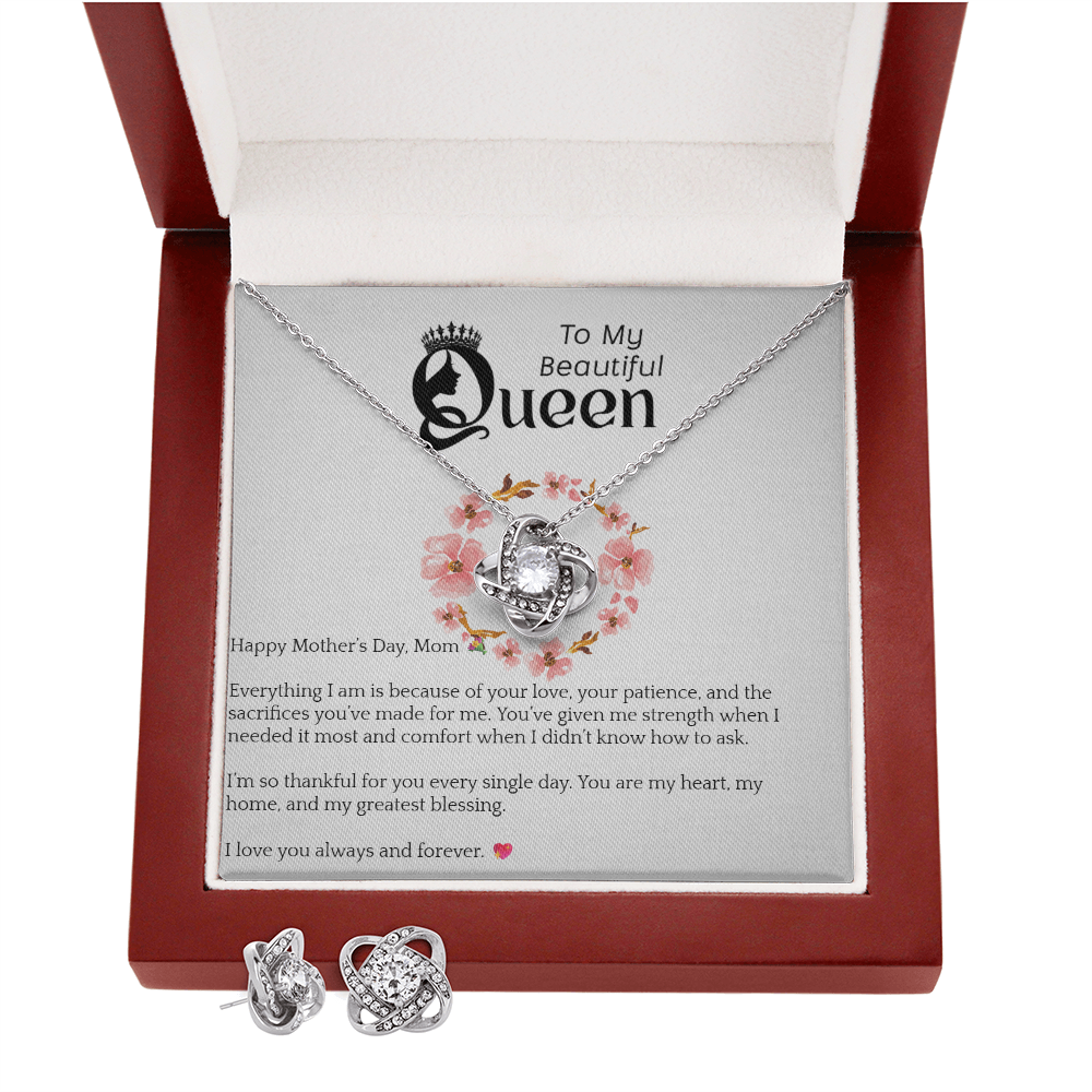 Conjunto de regalo para el Día de la Madre – Collar y pendientes de oro blanco de 14 quilates