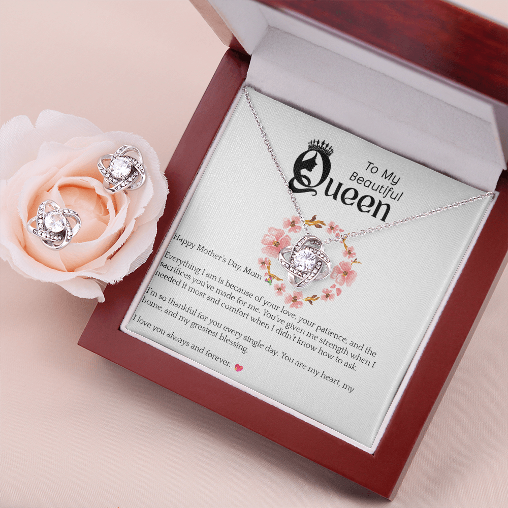 Conjunto de regalo para el Día de la Madre – Collar y pendientes de oro blanco de 14 quilates