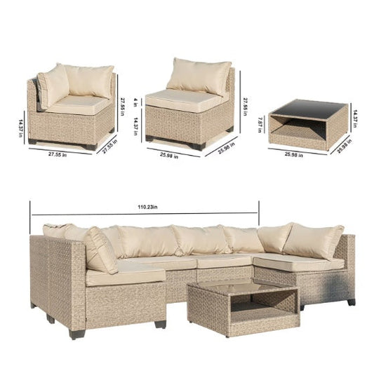 Juego de muebles de sofá para patio de 7 piezas