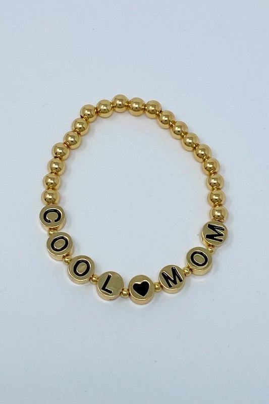 Pulsera de Cuentas Doradas "Cool Mom" para Mujer, Regalo del Día de la Madre