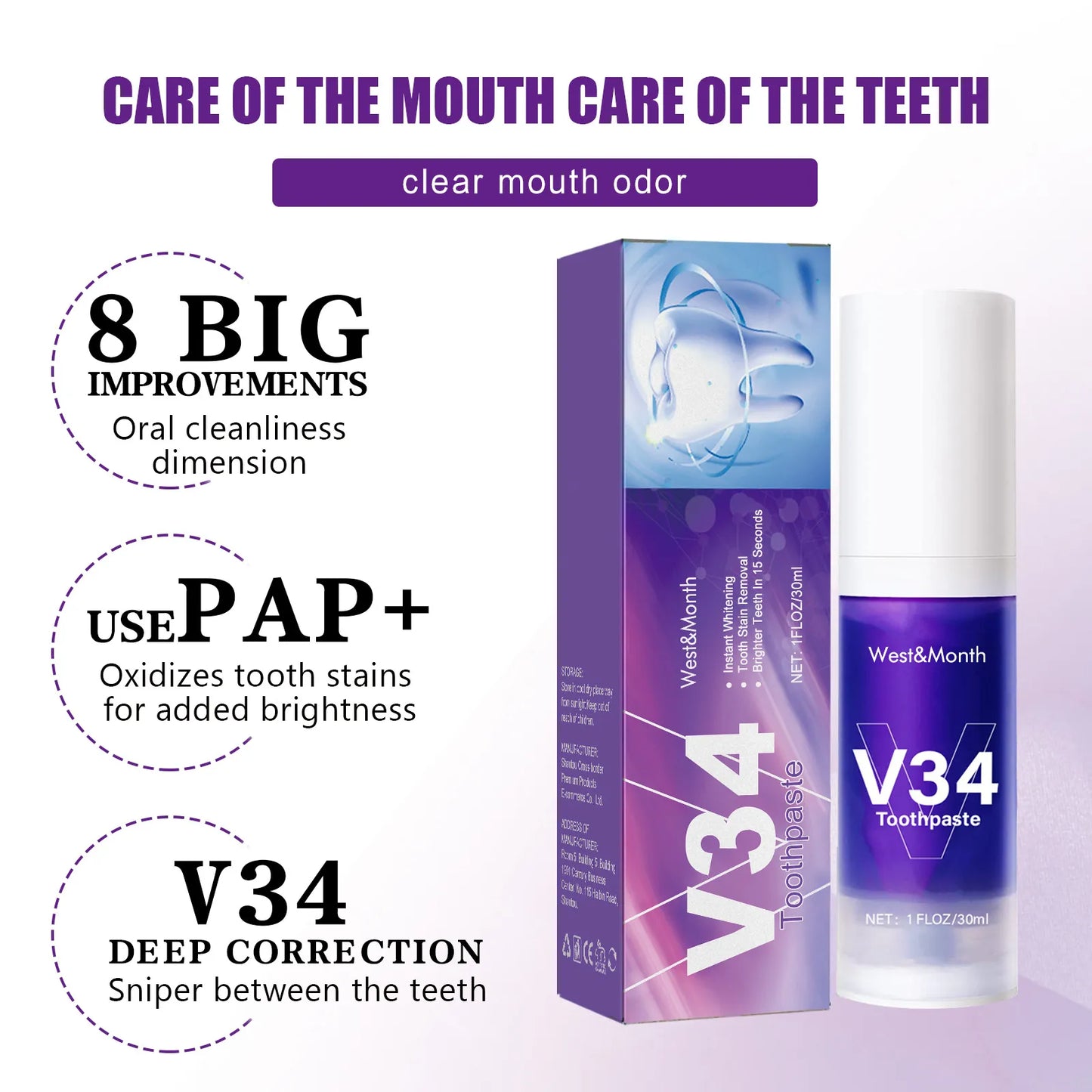 Mousse limpiador dental V34