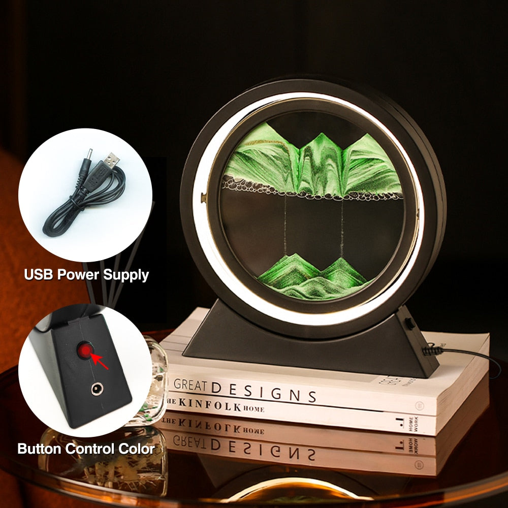 Lámpara de mesa con paisaje de arena movediza