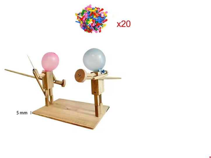Marionnettes de combat en bois « Têtes de ballon » faites à la main