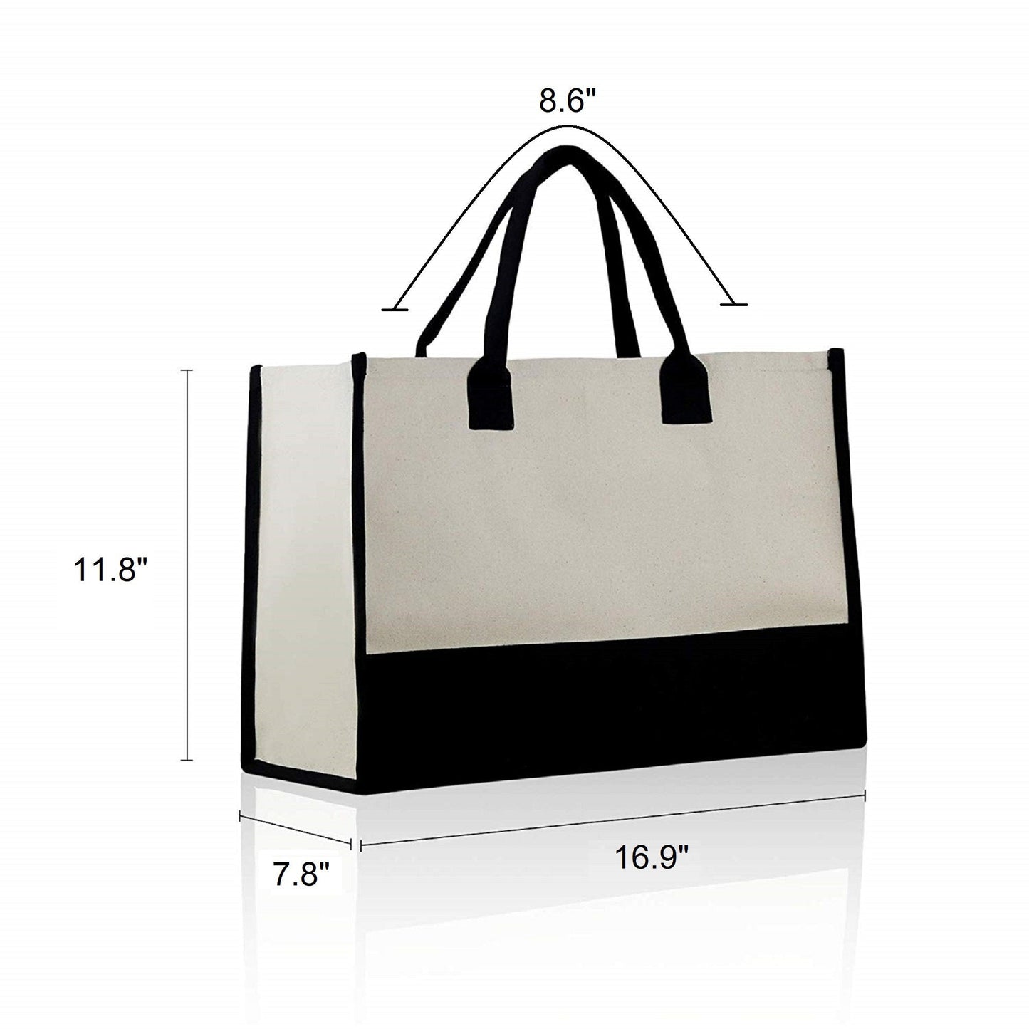 Joli fourre-tout, sac fourre-tout monogrammé avec initiale, 100 % coton-toile et monogramme personnalisé chic, sac de plage, sac de demoiselle d'honneur noir