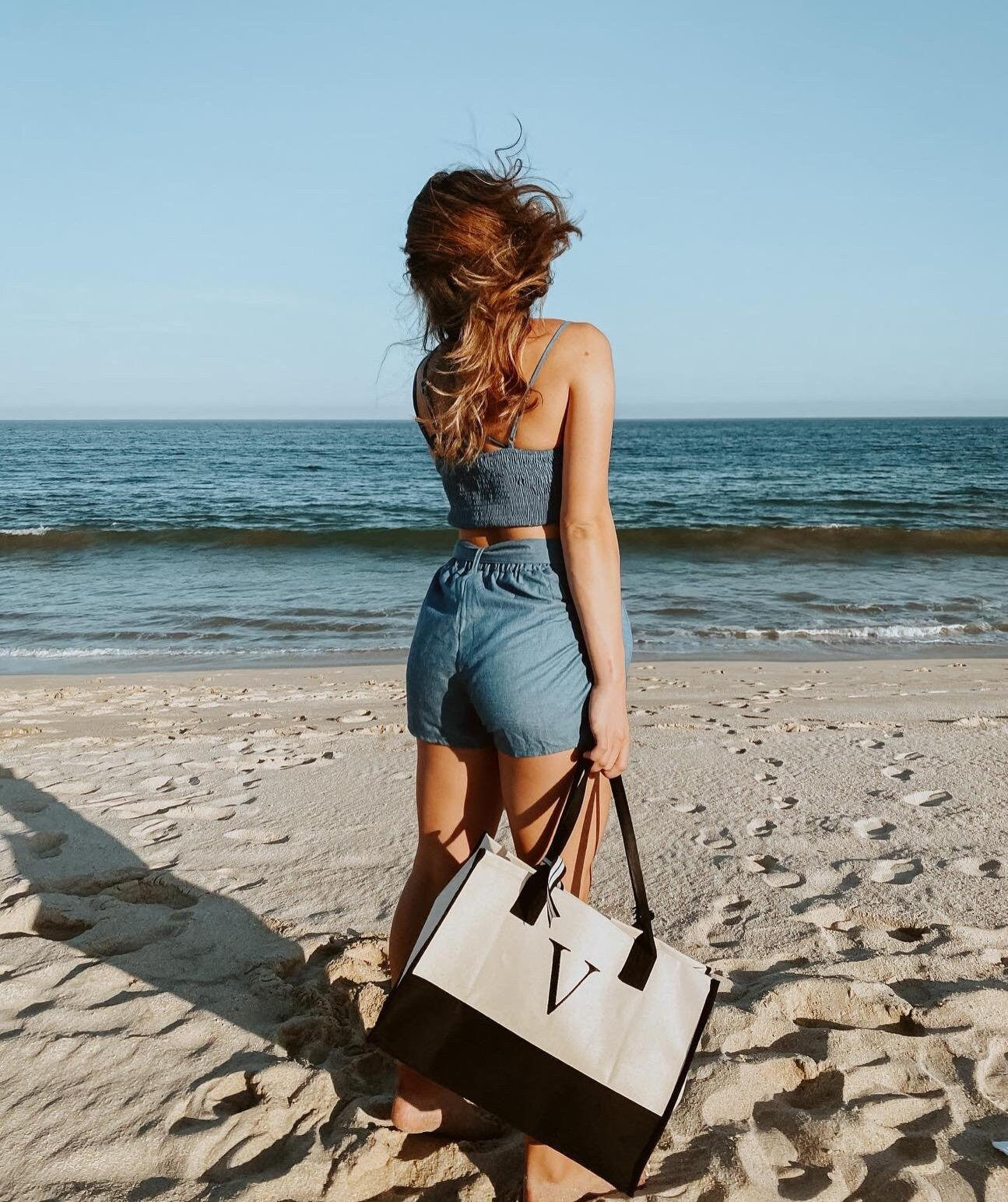 Joli fourre-tout, sac fourre-tout monogrammé avec initiale, 100 % coton-toile et monogramme personnalisé chic, sac de plage, sac de demoiselle d'honneur noir