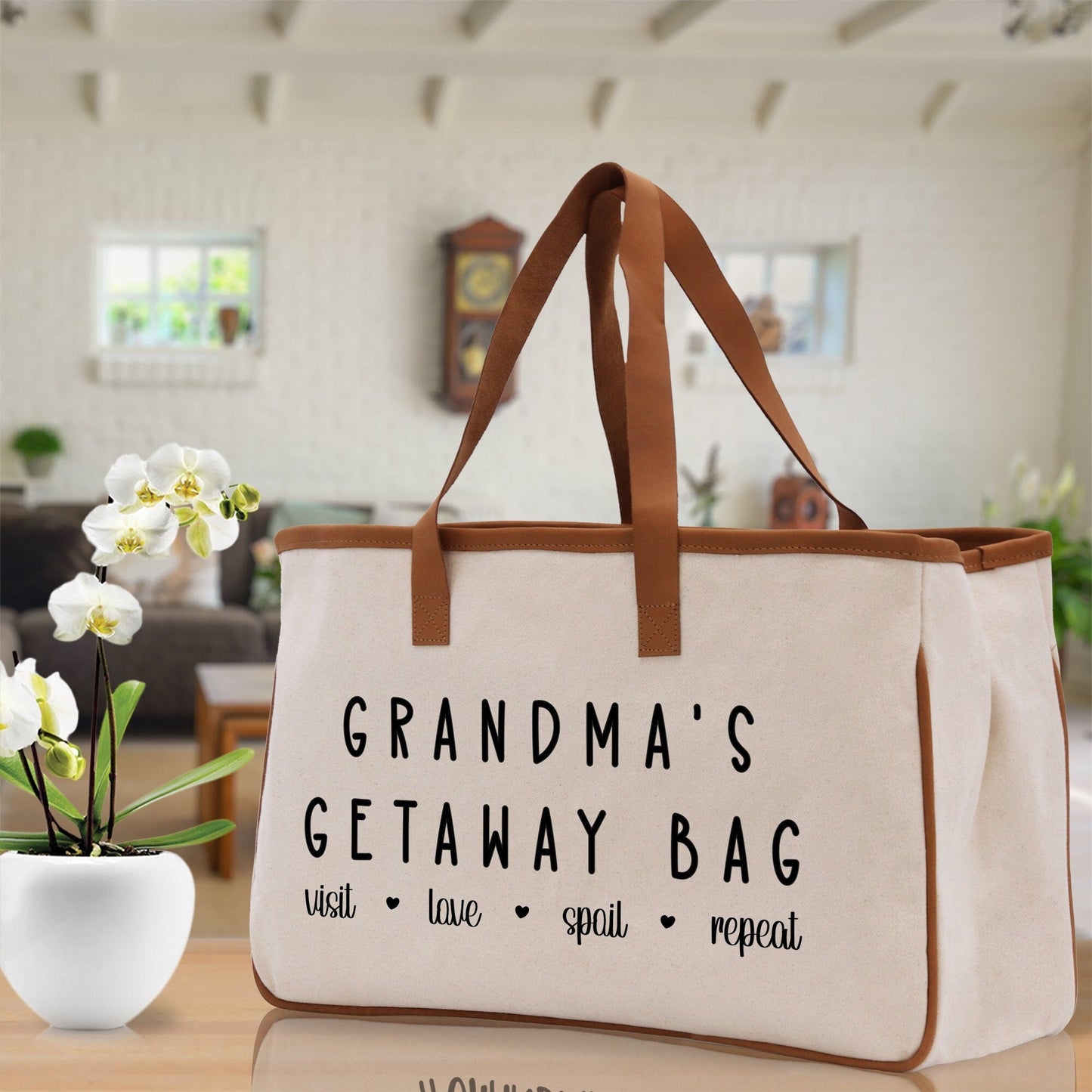 Sac fourre-tout grand-mère Sac d'escapade de grand-mère Sac de mamie Sac cadeau de grand-mère Sac de courses Cadeau de fête des mères Sac « Vie Amour Gâter » Sac de plage grand-mère